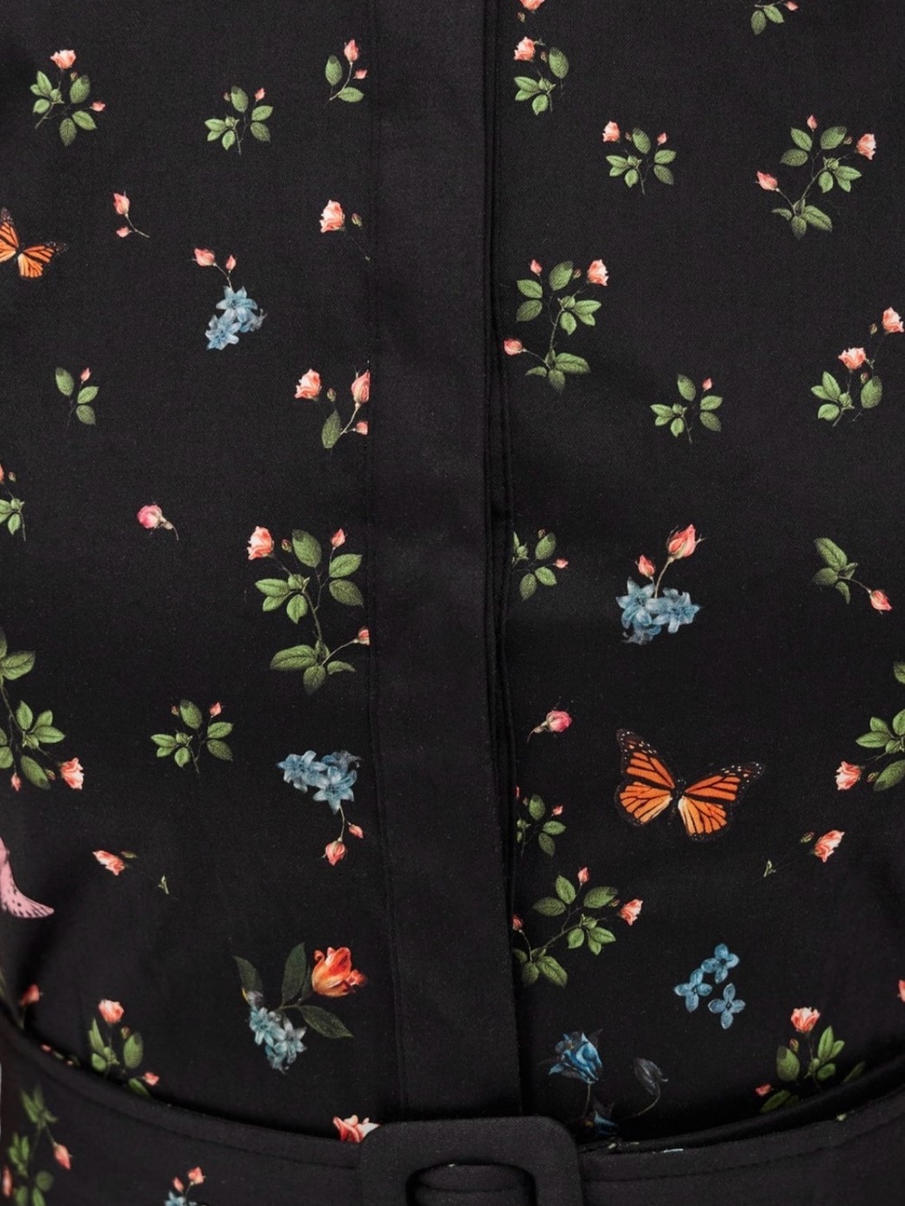 Alice + Olivia Black Floral & Butterfly Midi Dress with Puff Sleeves - Picture 8 of 8